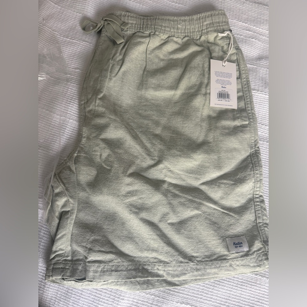 Katin Green Flat Front Shorts Lightweight Cotton